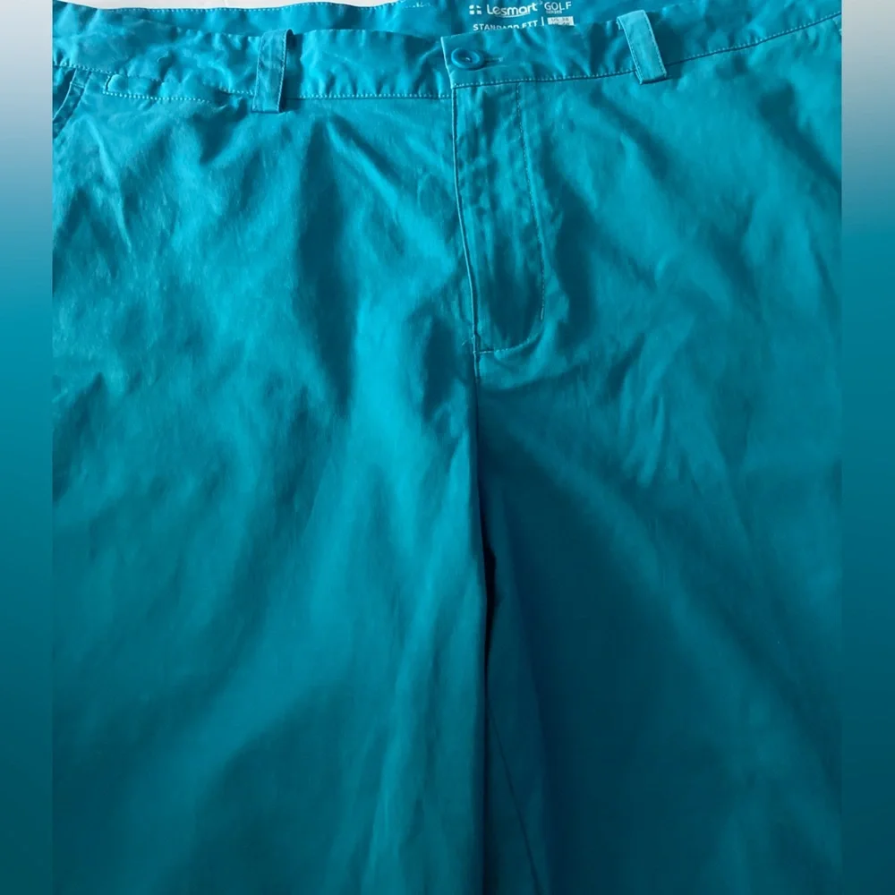 Lesmart Mens Golf Shorts SZ 38 Teal Flat Front